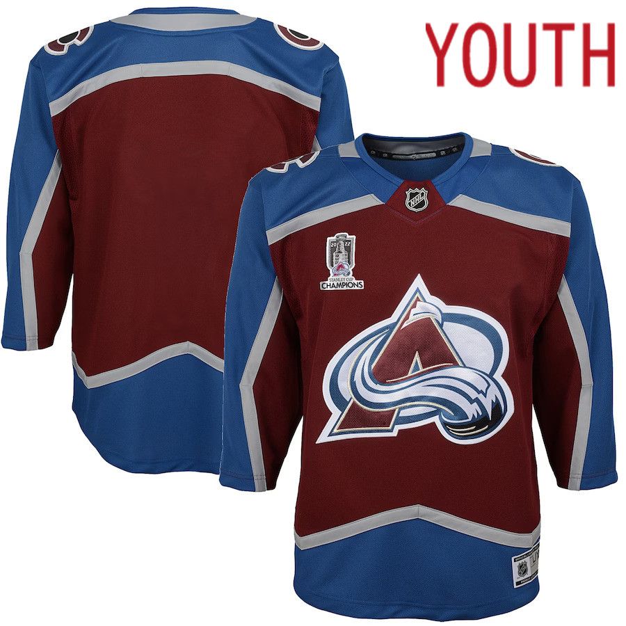 Youth Colorado Avalanche Burgundy Home 2022 Stanley Cup Champions Premier NHL Jersey->customized nhl jersey->Custom Jersey